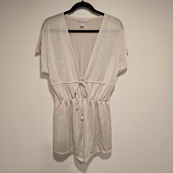 Victoria's Secret Pants - Victorias Secret Romper Medium Womens Beige Drawstring Shimmer Intimates Coverup